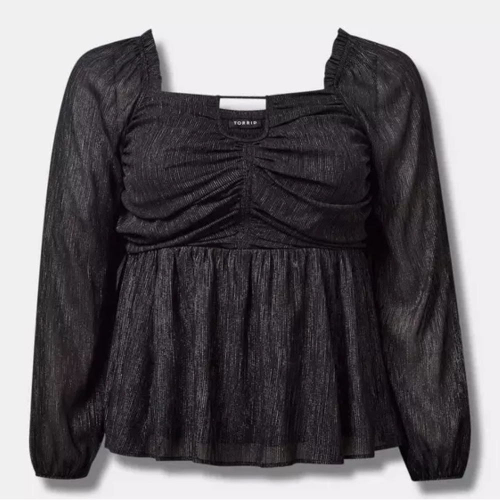 Torrid Black Sheer Ruched Blouse
